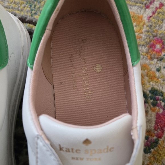 Kate Spade White Sneakers with Green Accents size 9.5B - Picture 2 of 5